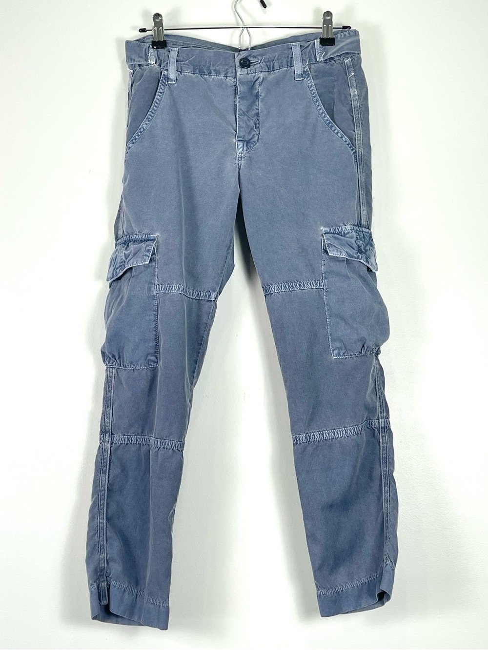 NSF The Basquiat Multi Cargo Pocket Distressed Navy Blue Pants Button Fly Sz. 24